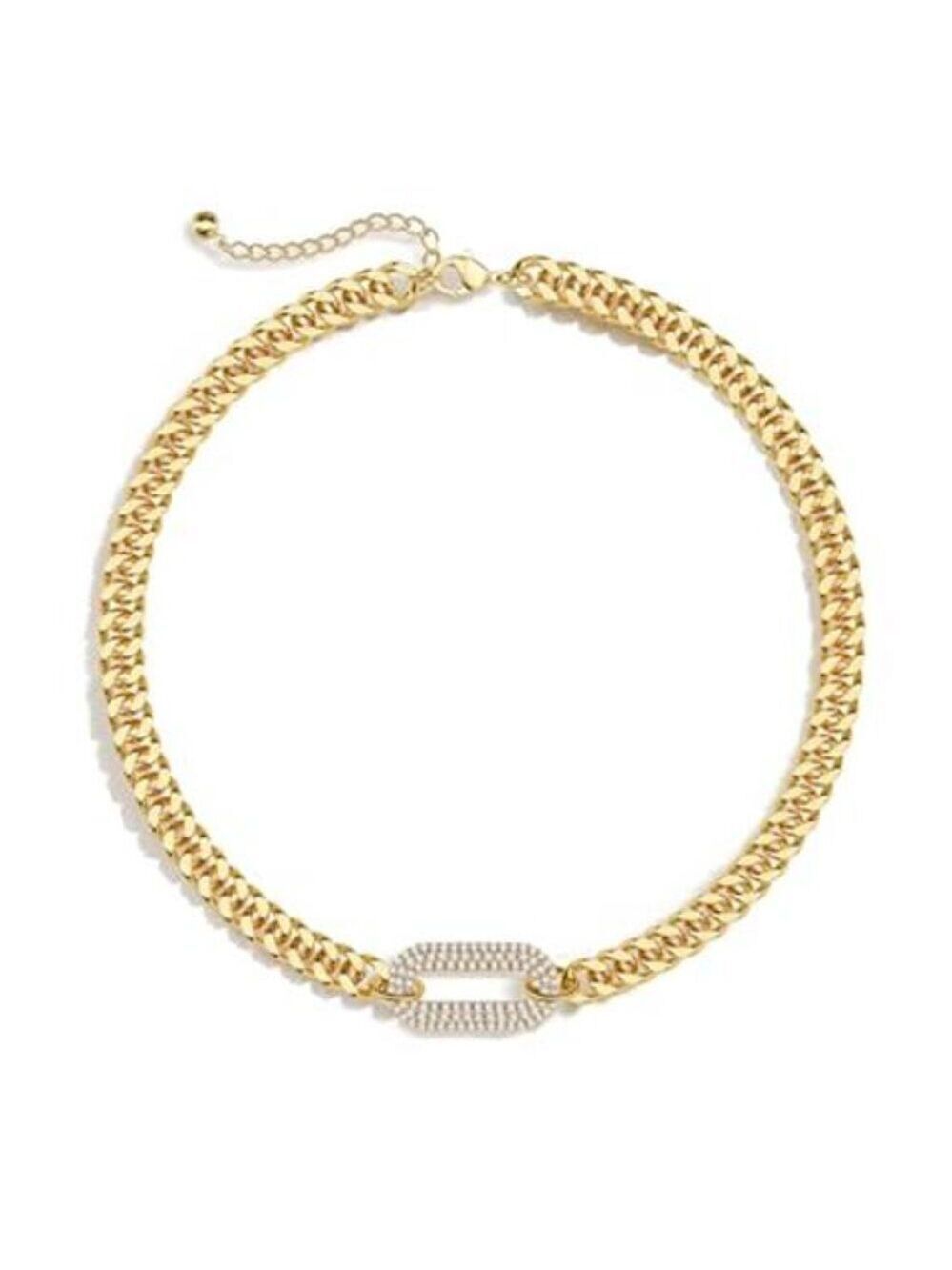 Gold Necklace for Women Trendy - Chunky Herringbone Paperclip Cuban Necklace - Picture 2 of 8